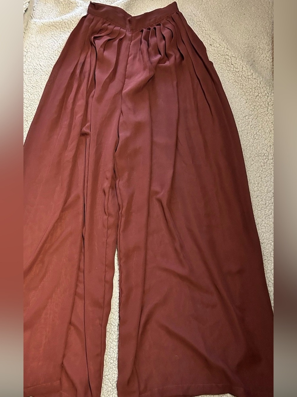 American Apparel Burgundy Pleated Wide-Leg Chiffon Sheer Pants Size XS